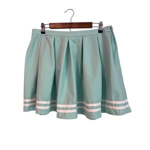 Hot Topic Mint Green Pleated Varsity‎ Stripe Mini Skirt XL Retro Preppy NWT